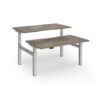Elev8 Luxe Sit-Stand Back-To-Back Desks 1400mm x 800mm - Silver Frame / Nebraska Oak Top - EVLB-1400-S-NO