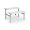 Elev8 Luxe Sit-Stand Back-To-Back Desks 1400mm x 800mm - Silver Frame / White Top - EVLB-1400-S-WH