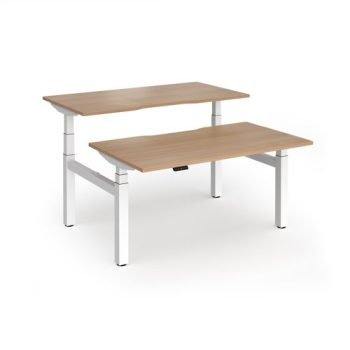 Elev8 Luxe Sit-Stand Back-To-Back Desks 1400mm x 800mm - White Frame / Beech Top - EVLB-1400-WH-B