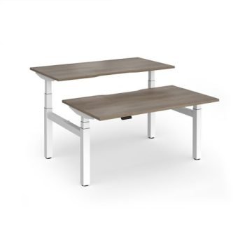Elev8 Luxe Sit-Stand Back-To-Back Desks 1400mm x 800mm - White Frame / Nebraska Oak Top - EVLB-1400-WH-NO