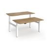 Elev8 Luxe Sit-Stand Back-To-Back Desks 1400mm x 800mm - White Frame / Oak Top - EVLB-1400-WH-O