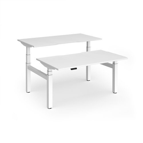 Elev8 Luxe Sit-Stand Back-To-Back Desks 1400mm x 800mm - White Frame / White Top - EVLB-1400-WH-WH