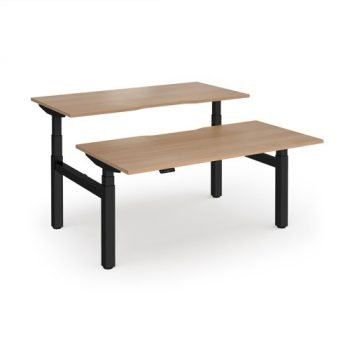 Elev8 Luxe Sit-Stand Back-To-Back Desks 1600mm x 800mm - Black Frame / Beech Top - EVLB-1600-K-B