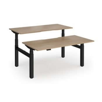 Elev8 Luxe Sit-Stand Back-To-Back Desks 1600mm x 800mm - Black Frame / Kendal Oak Top - EVLB-1600-K-KO