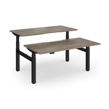 Elev8 Luxe Sit-Stand Back-To-Back Desks 1600mm x 800mm - Black Frame / Nebraska Oak Top - EVLB-1600-K-NO
