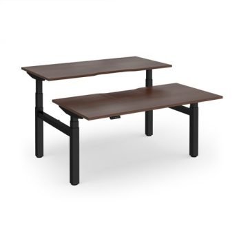 Elev8 Luxe Sit-Stand Back-To-Back Desks 1600mm x 800mm - Black Frame / Walnut Top - EVLB-1600-K-W