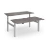 Elev8 Luxe Sit-Stand Back-To-Back Desks 1600mm x 800mm - Silver Frame / Grey Oak Top - EVLB-1600-S-GO