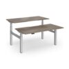 Elev8 Luxe Sit-Stand Back-To-Back Desks 1600mm x 800mm - Silver Frame / Nebraska Oak Top - EVLB-1600-S-NO