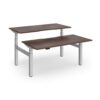 Elev8 Luxe Sit-Stand Back-To-Back Desks 1600mm x 800mm - Silver Frame / Walnut Top - EVLB-1600-S-W