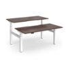 Elev8 Luxe Sit-Stand Back-To-Back Desks 1600mm x 800mm - White Frame / Walnut Top - EVLB-1600-WH-W