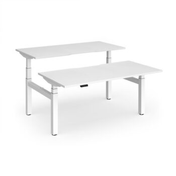 Elev8 Luxe Sit-Stand Back-To-Back Desks 1600mm x 800mm - White Frame / White Top - EVLB-1600-WH-WH