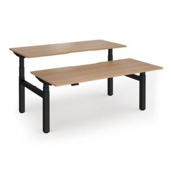 Elev8 Luxe Sit-Stand Back-To-Back Desks 1800mm x 800mm - Black Frame / Beech Top - EVLB-1800-K-B