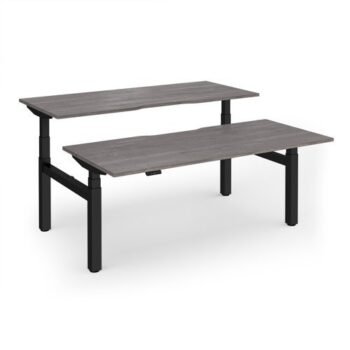 Elev8 Luxe Sit-Stand Back-To-Back Desks 1800mm x 800mm - Black Frame / Grey Oak Top - EVLB-1800-K-GO