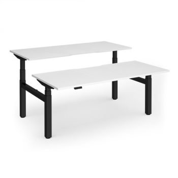 Elev8 Luxe Sit-Stand Back-To-Back Desks 1800mm x 800mm - Black Frame / White Top - EVLB-1800-K-WH