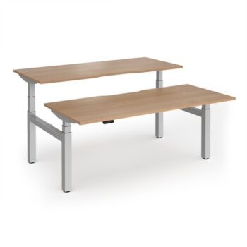 Elev8 Luxe Sit-Stand Back-To-Back Desks 1800mm x 800mm - Silver Frame / Beech Top - EVLB-1800-S-B
