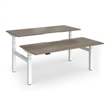 Elev8 Luxe Sit-Stand Back-To-Back Desks 1800mm x 800mm - White Frame / Nebraska Oak Top - EVLB-1800-WH-NO