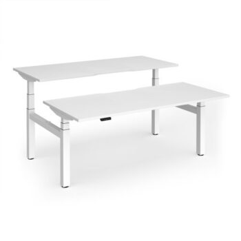 Elev8 Luxe Sit-Stand Back-To-Back Desks 1800mm x 800mm - White Frame / White Top - EVLB-1800-WH-WH