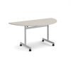 Semi circular flip top meeting table with silver frame 1600mm x 800mm - Light Grey - FLPS-S-LG