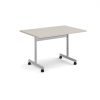 Rectangular flip top meeting table with silver frame 1200mm x 800mm - Light Grey - FLP12-S-LG