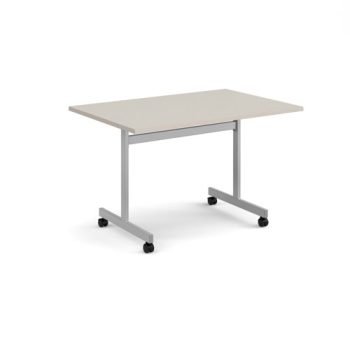 Rectangular flip top meeting table with silver frame 1200mm x 800mm - Light Grey - FLP12-S-LG