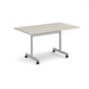 Rectangular flip top meeting table with silver frame 1400mm x 800mm - Light Grey - FLP14-S-LG