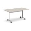 Rectangular flip top meeting table with silver frame 1600mm x 800mm - Light Grey - FLP16-S-LG