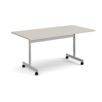 Rectangular flip top meeting table with silver frame 1600mm x 800mm - Light Grey - FLP16-S-LG