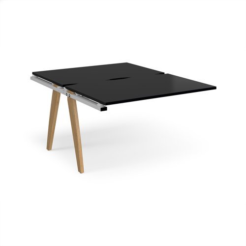 Fuze add on units back to back 1200mm x 1600mm with oak legs - white underframe black top - FZ1216-AB-WH-BK