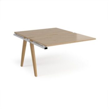 Fuze add on units back to back 1200mm x 1600mm with oak legs - white underframe Kendal Oak Top - FZ1216-AB-WH-KO