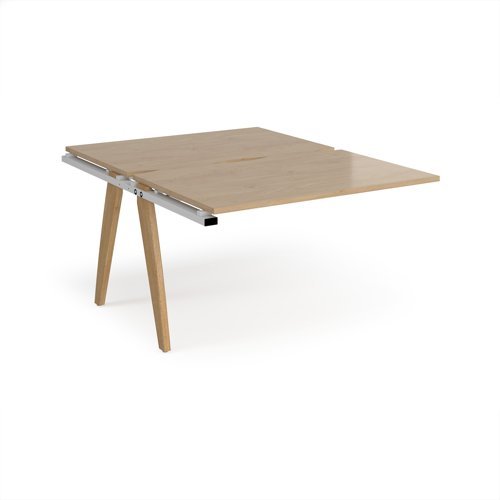Fuze add on units back to back 1200mm x 1600mm with oak legs - white underframe Kendal Oak Top - FZ1216-AB-WH-KO