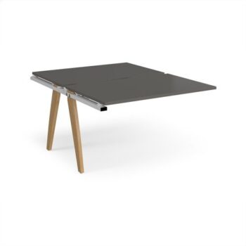 Fuze add on units back to back 1200mm x 1600mm with oak legs - white underframe storm grey top - FZ1216-AB-WH-OG