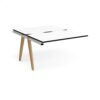 Fuze add on units back to back 1200mm x 1600mm with oak legs - white underframe White Top black edge - FZ1216-AB-WH-WK