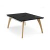 Fuze back to back desks 1200mm x 1600mm with oak legs - white underframe black top - FZ1216-WH-BK