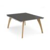 Fuze back to back desks 1200mm x 1600mm with oak legs - white underframe storm grey top - FZ1216-WH-OG