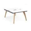 Fuze back to back desks 1200mm x 1600mm with oak legs - white underframe White Top black edge - FZ1216-WH-WK
