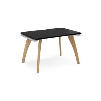 Fuze single desk 1200mm x 800mm with oak legs - white underframe black top - FZ128-WH-BK
