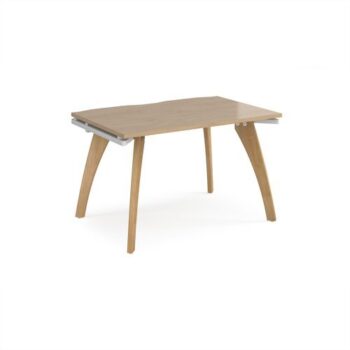 Fuze single desk 1200mm x 800mm with oak legs - white underframe Kendal Oak Top - FZ128-WH-KO