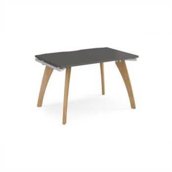 Fuze single desk 1200mm x 800mm with oak legs - white underframe storm grey top - FZ128-WH-OG