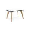 Fuze single desk 1200mm x 800mm with oak legs - white underframe White Top black edge - FZ128-WH-WK