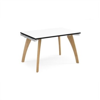 Fuze single desk 1200mm x 800mm with oak legs - white underframe White Top black edge - FZ128-WH-WK