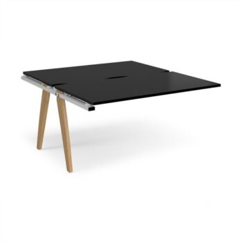 Fuze add on units back to back 1400mm x 1600mm with oak legs - white underframe black top - FZ1416-AB-WH-BK