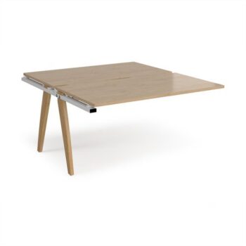 Fuze add on units back to back 1400mm x 1600mm with oak legs - white underframe Kendal Oak Top - FZ1416-AB-WH-KO