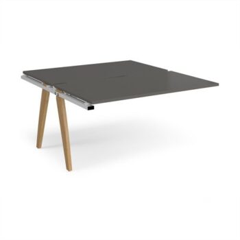 Fuze add on units back to back 1400mm x 1600mm with oak legs - white underframe storm grey top - FZ1416-AB-WH-OG