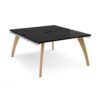 Fuze back to back desks 1400mm x 1600mm with oak legs - white underframe black top - FZ1416-WH-BK