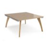 Fuze back to back desks 1400mm x 1600mm with oak legs - white underframe Kendal Oak Top - FZ1416-WH-KO