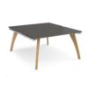 Fuze back to back desks 1400mm x 1600mm with oak legs - white underframe storm grey top - FZ1416-WH-OG