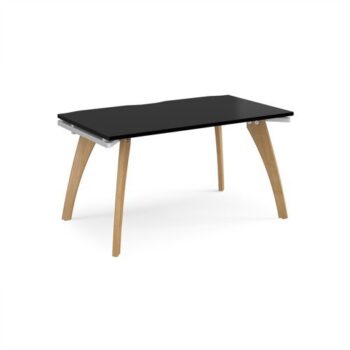 Fuze single desk 1400mm x 800mm with oak legs - white underframe black top - FZ148-WH-BK