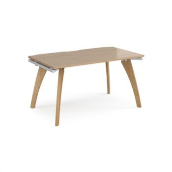 Fuze single desk 1400mm x 800mm with oak legs - white underframe Kendal Oak Top - FZ148-WH-KO