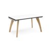 Fuze single desk 1400mm x 800mm with oak legs - white underframe White Top black edge - FZ148-WH-WK