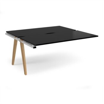 Fuze add on units back to back 1600mm x 1600mm with oak legs - white underframe black top - FZ1616-AB-WH-BK